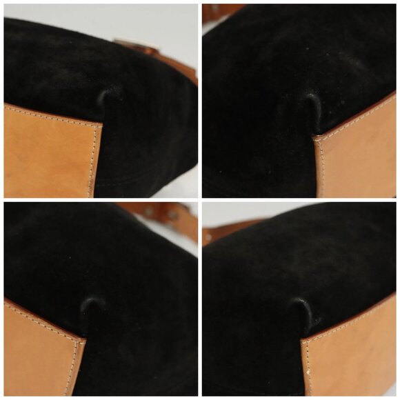 CELINE C Macadam Canvas Shoulder Bag Suede Black Silver Auth 120034 - Picture 14 of 16